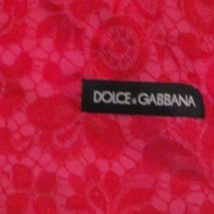 Vintage D&G Hot Pink/Pink Lace Print Satin Textile  (NWOT) Handmade Scrunchie